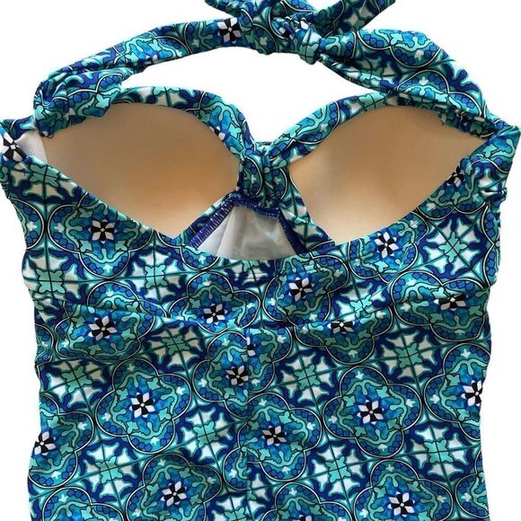 Spanx Love Your Assets Sara Blakey Blue One-Piece Swimsuit Women’s Size Small - Picture 5 of 7